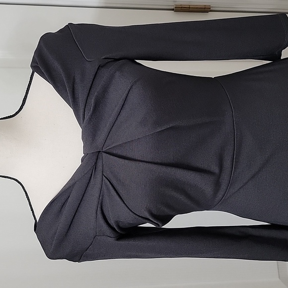 Ro & De Size S Charcoal Gray Midi Dress w/ Twist Detail Excellent Used Condition - Picture 2 of 12